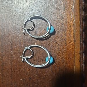 Sterling silver with turquoise ball on hoops